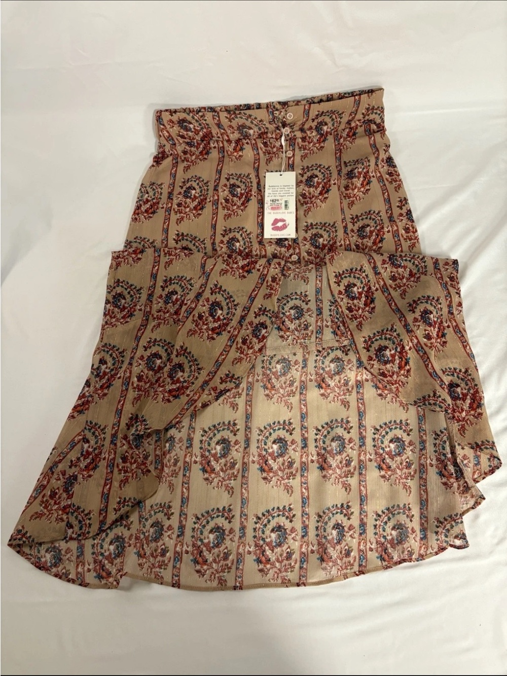 Buddy Love Beige Floral Print Mini Skirt